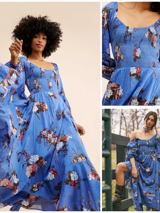 Free People Dresses & Skirts - 𝓯𝓹 Free People ~ 💙 Morning Glory Maxi Dress in Blue Combo